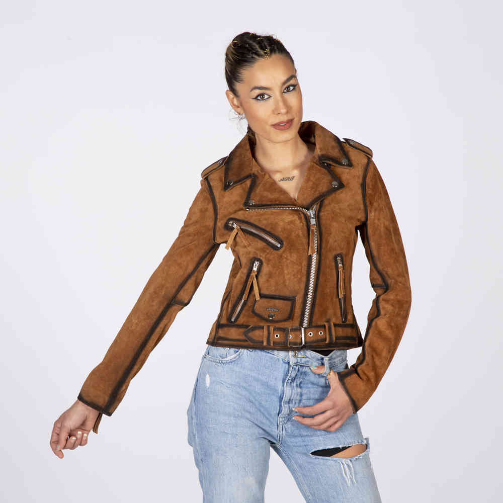New Rock - W-NRLWJ066-S1 Leather jacket - Brown/Black